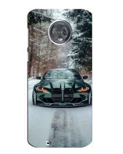 Чехол для Motorola MOTO G6 с картинкой «BMW в зимнем лесу»