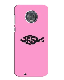 Чехол для Motorola MOTO G6 с картинкой «Розовый символ  Jesus»