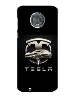 Чехол для Motorola MOTO G6 с картинкой «Tesla — серебристое авто»