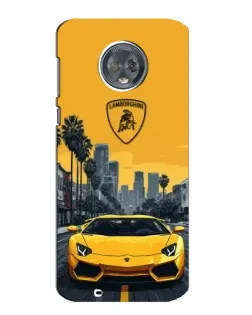Чехол для Motorola MOTO G6 с картинкой «Желтый Lamborghini город»