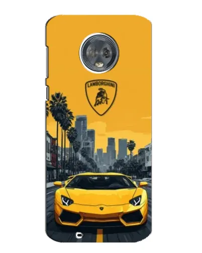 Чехол для Motorola MOTO G6 с картинкой «Желтый Lamborghini город»