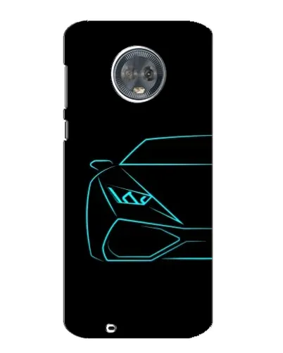Чехол для Motorola MOTO G6 с картинкой «Голубой силуэт Lamborghini»