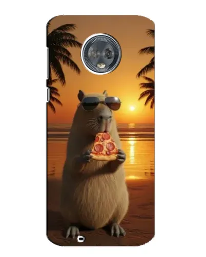 Чехол для Motorola MOTO G6 с картинкой «Капибара с пиццей»