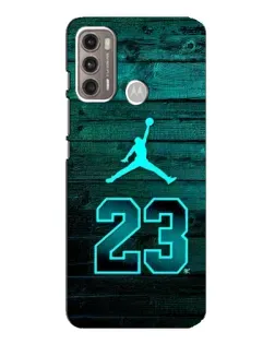 Чехол для Motorola MOTO G60 с картинкой «Jordan Cyan 23»