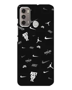 Чехол для Motorola MOTO G60 с картинкой «Nike Black Pattern»
