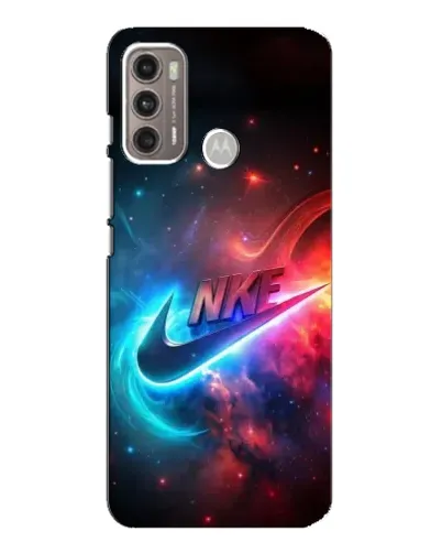 Чехол для Motorola MOTO G60 с картинкой «Огненный логотип Nike»