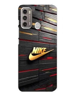 Чехол для Motorola MOTO G60 с картинкой «Золотой Nike на металле»