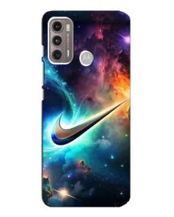 Чехол для Motorola MOTO G60 с картинкой «Космический Nike Swoosh»