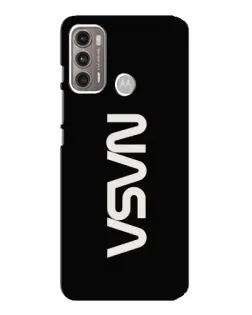 Чехол для Motorola MOTO G60 с картинкой «NASA — вертикальный логотип»