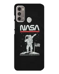 Чехол для Motorola MOTO G60 с картинкой «NASA — шагаем по Луне»