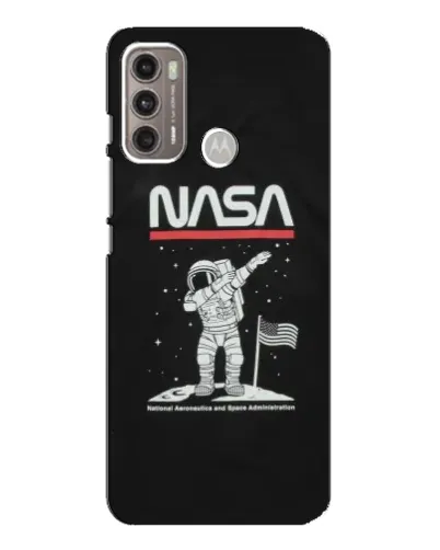 Чехол для Motorola MOTO G60 с картинкой «NASA — шагаем по Луне»