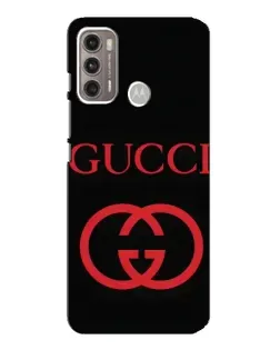 Чехол для Motorola MOTO G60 с картинкой «Gucci — красный логотип»
