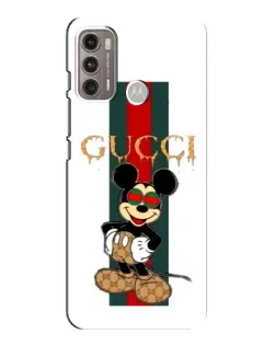Чехол для Motorola MOTO G60 с картинкой «Микки Маус Gucci — полосы»