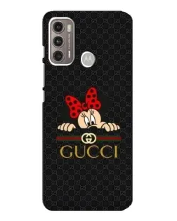Чехол для Motorola MOTO G60 с картинкой «Минни Маус Gucci — черный»
