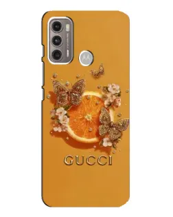 Чохол для Motorola MOTO G60 з картинкою «Gucci — золоті метелики»