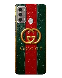 Чохол для Motorola MOTO G60 з картинкою «Gucci — фірмова смуга та золото»