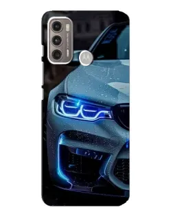 Чехол для Motorola MOTO G60 с картинкой «Взгляд BMW с синими фарами»