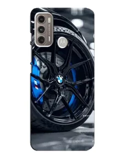 Чехол для Motorola MOTO G60 с картинкой «Колесо BMW вблизи»