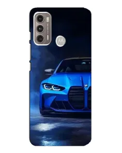 Чехол для Motorola MOTO G60 с картинкой «Голубая BMW M4»