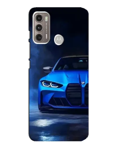 Чехол для Motorola MOTO G60 с картинкой «Голубая BMW M4»