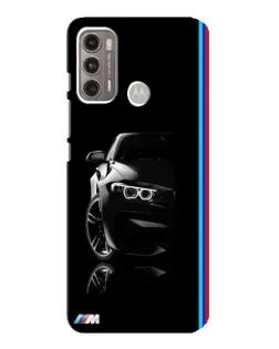Чехол для Motorola MOTO G60 с картинкой «Силуэт BMW в темноте»