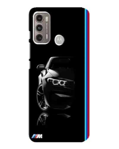 Чехол для Motorola MOTO G60 с картинкой «Силуэт BMW в темноте»