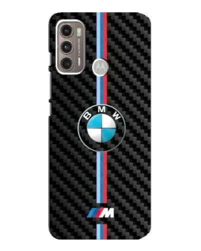 Чехол для Motorola MOTO G60 с картинкой «Эмблема BMW и карбон»