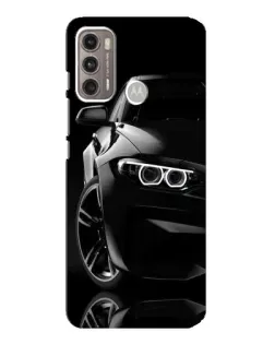 Чехол для Motorola MOTO G60 с картинкой «Черная BMW — профиль»