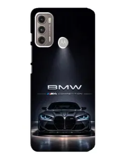 Чехол для Motorola MOTO G60 с картинкой «BMW сквозь ночной город»