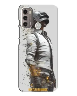 Чехол для Motorola MOTO G60 с картинкой «PUBG — боец в пыли»