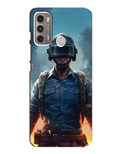 Чехол для Motorola MOTO G60 с картинкой «PUBG — реалистичный герой»