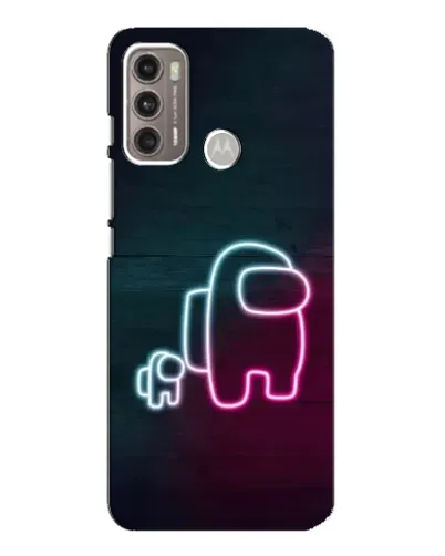 Чехол для Motorola MOTO G60 с картинкой «Among Us неон-арт»