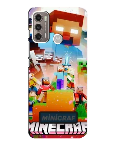 Чехол для Motorola MOTO G60 с картинкой «Minecraft герои игры»