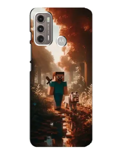 Чехол для Motorola MOTO G60 с картинкой «Стив в лесу»