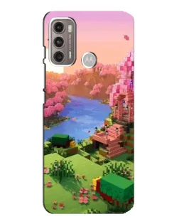 Чехол для Motorola MOTO G60 с картинкой «Розовое дерево Minecraft»