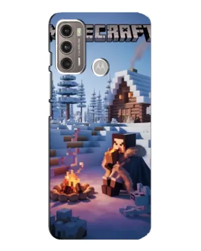 Чехол для Motorola MOTO G60 с картинкой «Зимний Minecraft»