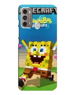 Чехол для Motorola MOTO G60 с картинкой «Губка Боб Minecraft»
