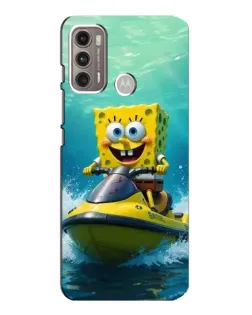Чехол для Motorola MOTO G60 с картинкой «Спанч Боб на гидроцикле»