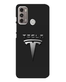 Чехол для Motorola MOTO G60 с картинкой «Стальной логотип Tesla»