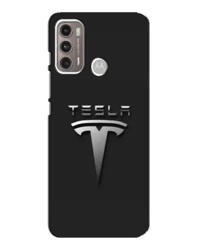 Чехол для Motorola MOTO G60 с картинкой «Стальной логотип Tesla»