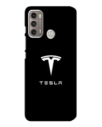 Чехол для Motorola MOTO G60 с картинкой «Tesla White Logo»