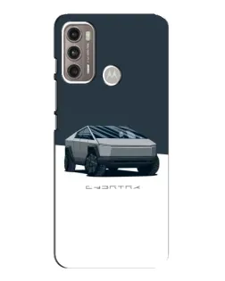 Чехол для Motorola MOTO G60 с картинкой «Серебристый Cybertruck Tesla»