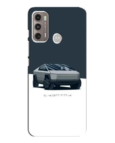 Чехол для Motorola MOTO G60 с картинкой «Серебристый Cybertruck Tesla»