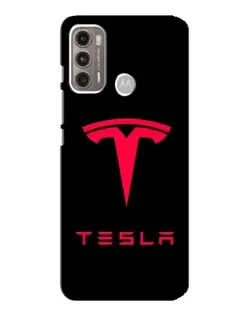 Чехол для Motorola MOTO G60 с картинкой «Tesla Red Logo»