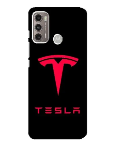 Чехол для Motorola MOTO G60 с картинкой «Tesla Red Logo»