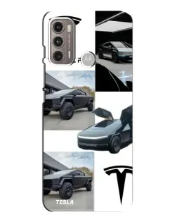 Чехол для Motorola MOTO G60 с картинкой «Коллаж Cybertruck Tesla»