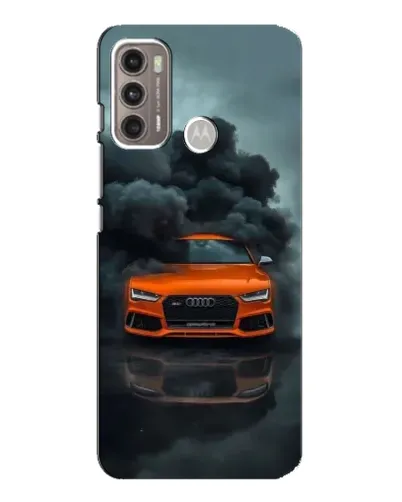 Чехол для Motorola MOTO G60 с картинкой «Audi в облаках дыма»