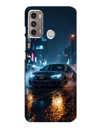 Чехол для Motorola MOTO G60 с картинкой «Ночной город и Audi»
