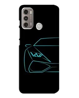 Чехол для Motorola MOTO G60 с картинкой «Голубой силуэт Lamborghini»