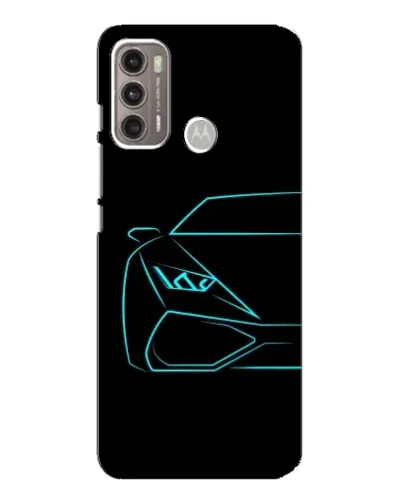 Чехол для Motorola MOTO G60 с картинкой «Голубой силуэт Lamborghini»